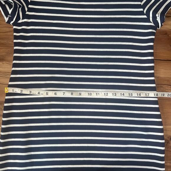 Nautical Navy White Striped Short Sleeve Crew Neck Joules Midi Dress Size 10 - Picture 9 of 10